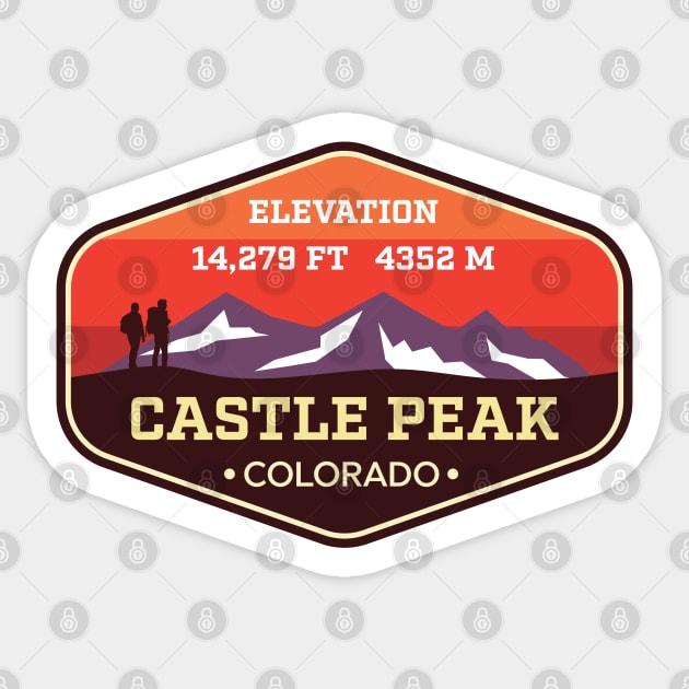 Castle Peak Colorado - 14ers Mountain Climbing Badge Sticker by TGKelly